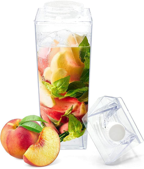 FveBzem 33oz (1000mL) Milk Carton Water Bottle Plastic Square Milk Bottles No BPA Leakproof Water Bottle Portable