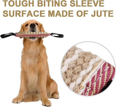 Dog Tug Toy, Jute Bite Pillow for Training, Best for Tug of War, Interactive Play for Small and Medium Dogs (Striped, 2