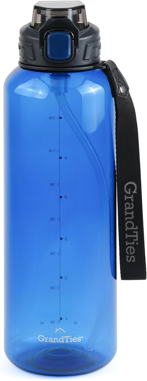 GRANDTIES Sports Tritan Plastic Water Bottle with Straw - Leakproof BPA Free Travel Bottle for Gym, Outdoor, Fitness