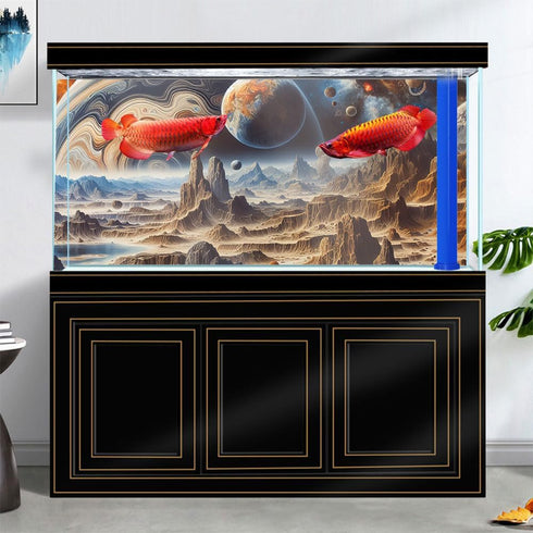 Cosmic Spaceterrarium Background, 24X16IN Aquarium Reptile Habitat with Cool Parallel Space Theme and Double-Sided Tape