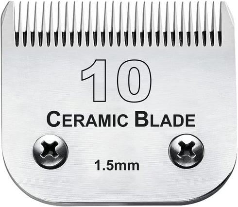 10 Blade Dog Grooming Clipper Replacement Blades, Compatible with Andis, Detachable Ceramic & Stainless Steel