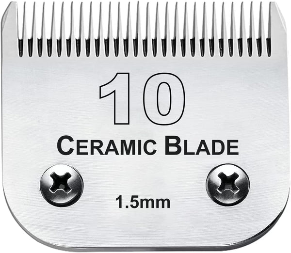 10 Blade Dog Grooming Clipper Replacement Blades, Compatible with Andis, Detachable Ceramic & Stainless Steel