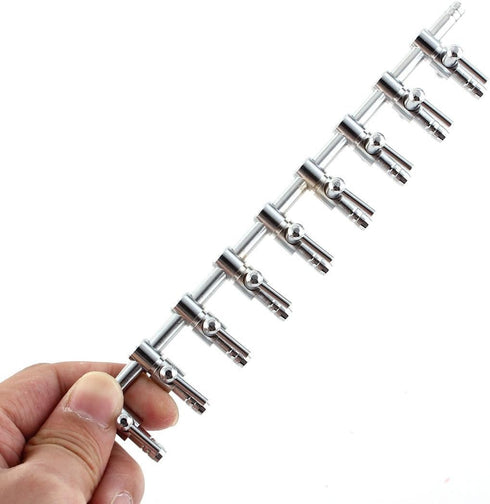 Stainless Steel Aquarium Fish Tank 9-way Air Pump Control Valve Manifold Taps, Silver Tone