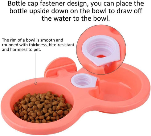 Double Dog Bowls, Dual Pets Hanging Pet Bowl for Food and Water Feeder, Plastic for Small Medium Dogs Cats