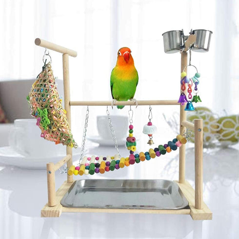 kathson Parrot Playstand Bird Playground Conures Play Stand Wood Perch Gym Playpen Ladder Parakeets Cage Accessories