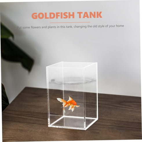 Transparent Betta Tank Aquarium Fish Tank Decor, Glass Hydroponic Fish Tank for Betta Fish