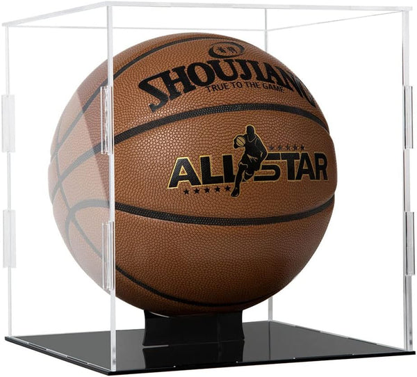 ZIGFRUIT Basketball Display Case Clear Acrylic Glass Cube Assemble Countertop Box Soccer Frame