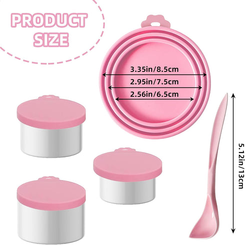 CllyCnny 3pcs 2.6/3/3.4 Pet Food Can Lid - Silicone Reusable Cat Dog Cans Cover Diameters With Spoon Universal Canned