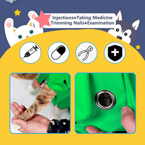 Kukaster Pet Cat’s Restraint Bag for Nail Trimming, Anti-Scratching Grooming Bag for Cats (Yellow-s)