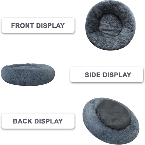 Nisrada Cat Beds for Indoor Cats, 15.7 Inch Dog Bed for Small Medium Large Dogs, Washable Round Pet Bed