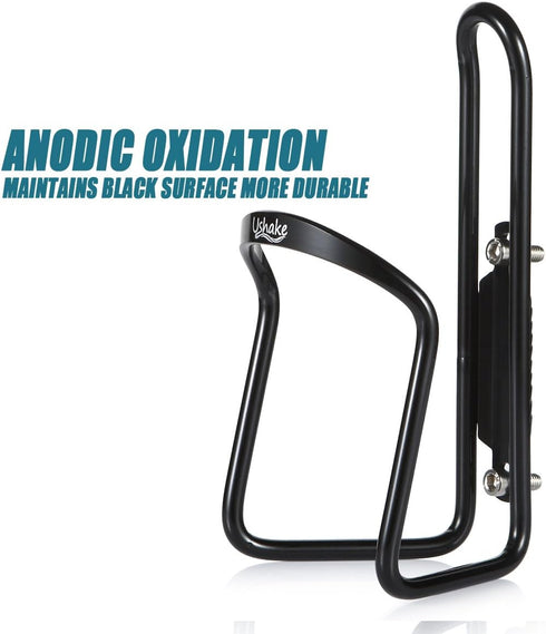 UShake Water Bottle Cages, Basic MTB Bicycle Alloy Aluminum Lightweight Holder, 2 Pack, Drilled Holes Required