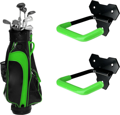 Wall Mounted Golf Bag Hook, 2 Bags Storage Racks for Garage Organization, Space Saving Hanging Organizer
