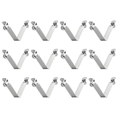 HARFINGTON 12pcs Double Button Kayak Paddle Snap Spring Clip, 59x10.3mm 65Mn Spring Steel V-Shaped Clips for Camping