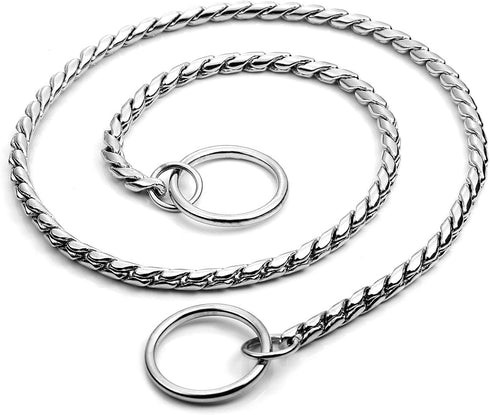 Stainless Steel Dog Choke Chain Collar by Mogoko, Puppy Metal Snake Chain Pet Show Slip Collar Choker for Training