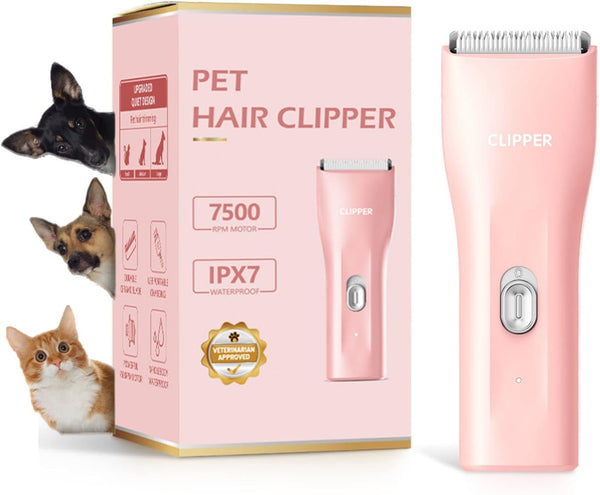 Dog Grooming Kit Clipper for Thick Coat - Low Noise Cordless Rechargeable Trimmer for Small and Large Animals