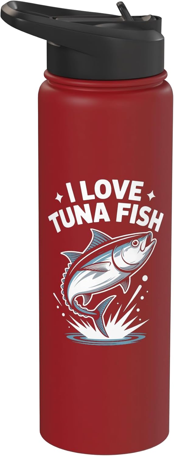 Passionate Anglers Tuna Enthusiasts Fishermen I Love Tuna Fish Bold Statement Fishing Stainless Steel Insulated Water Bottle
