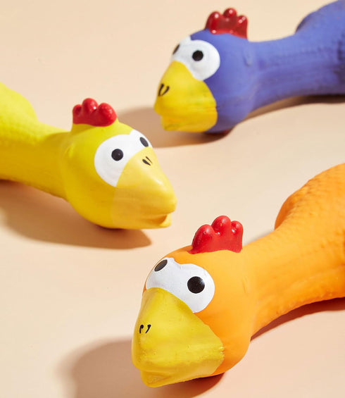 Hoiasem 3 PCS Latex Chicken Squeak Toy for Pets - Exciting Chew & Dental Care Fun - Perfect for Playful Molar Exercise