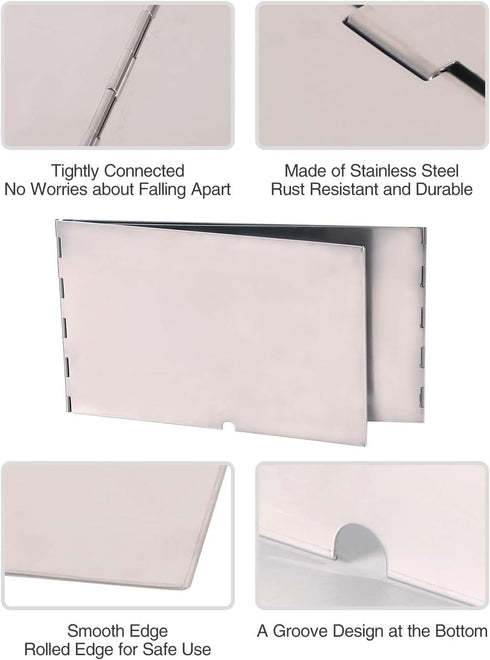 REDCAMP Folding Stainless Steel Stove Windscreen - Camping Stove Windshield for Outdoor