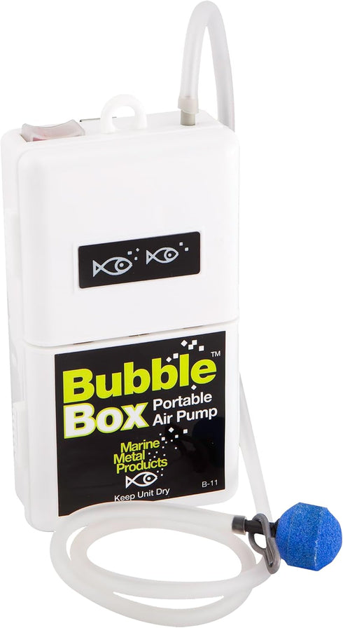 Bubble Box Live Bait Aerator Marine Metal B-11, Portable & Battery Powered Air Pump
