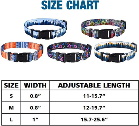 Dog Collar for Small Medium Large Dogs, Adjustable Fancy Floral Design Pet Collars (S, Chrysanthemum)