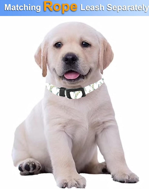 Cute Boho Leaf Dog Collar - Personalized Adjustable Soft Collars for Small Medium Large Dogs with Quick Release Buckle
