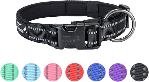 EXCELLENT ELITE SPANKER Reflective Dog Collar - Classic Soft Padded Breathable Nylon Adjustable for Small Medium Large