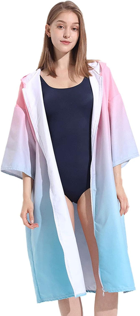 LumiSyne Changing Robe with Hood Zipped Style Quick Dry Microfiber Compact Changing Towel