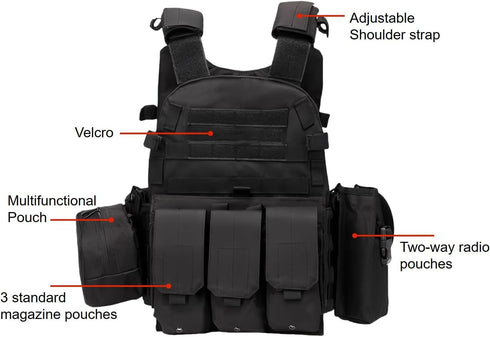 Tactical Vest Survival Vest, Adjustable Outdoor Safety Protection Hunting Vest for Tactical Cosplay