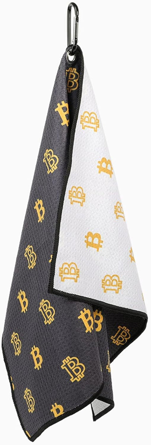 Golf Towel Bitcoin - Premium Waffle Pattern Towels with Heavy Duty Carabiner Clip