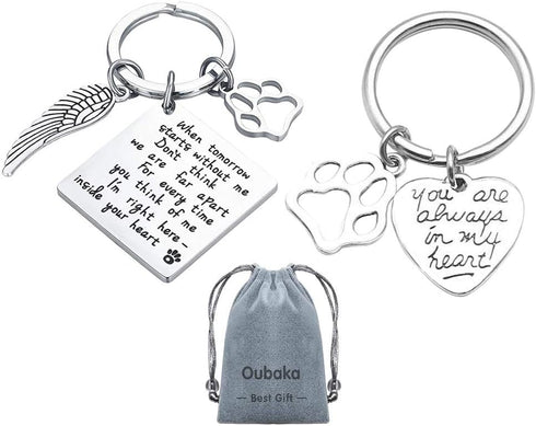 Oubaka Pet Memorial Keychain Gift, Remembrance Keychain for Pet Loss Sympathy