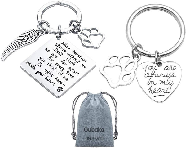 Oubaka Pet Memorial Keychain Gift, Remembrance Keychain for Pet Loss Sympathy
