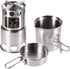 Lixada 2PCS Portable Outdoor Cooking Pots and Pans Set, Stainless Steel Camping Cookware with Mesh Pouch