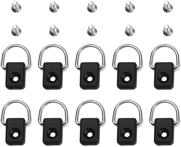 Keenso 10pcs Black Kayak D Ring with M6 Screws for Bungee Kit Accessory Boating