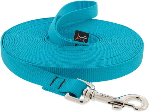 LupinePet Basics Aqua 15-foot Extra-Long Training Leash for Dogs, 3/4"