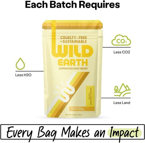Wild Earth Superfood Dog Treats - Plant Based with Omega Acids, Prebiotics & Koji Protein, Banana & Cinnamon Flavor