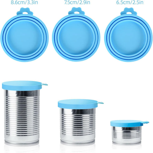 3 Pack Pet Food Can Covers, Universal Safe Silicone Lid Covers for Dog & Cat Food (green+blue+orange)