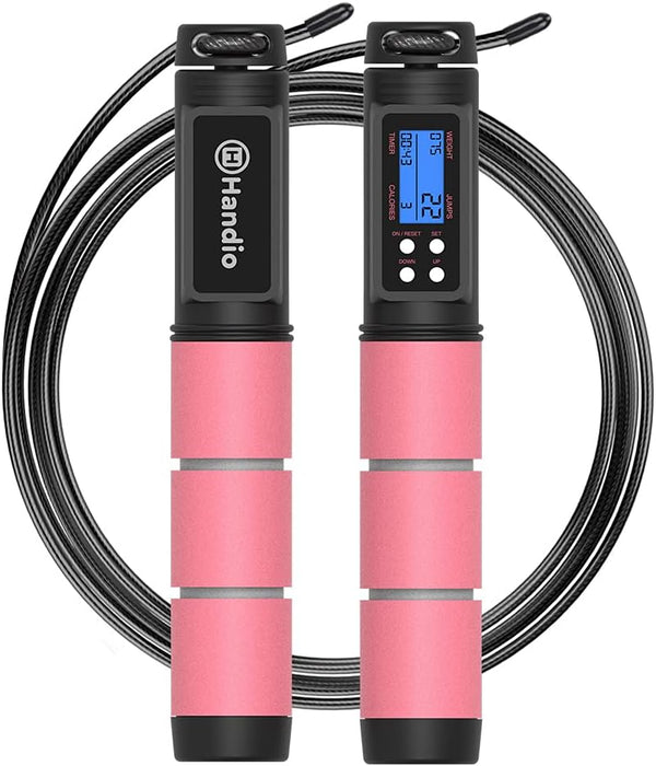 H Handio Jump Rope with Counter, Adjustable Length Speed Skipping Rope for Men, Women, Kids, Home Gym, Crossfit,