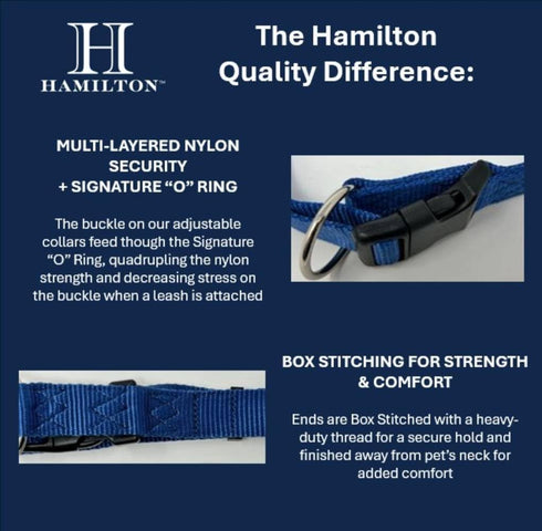 Hamilton Adjustable Nylon Dog Collar, Red, 1" Wide x 18-26" Neck, for Small Medium Large Dogs