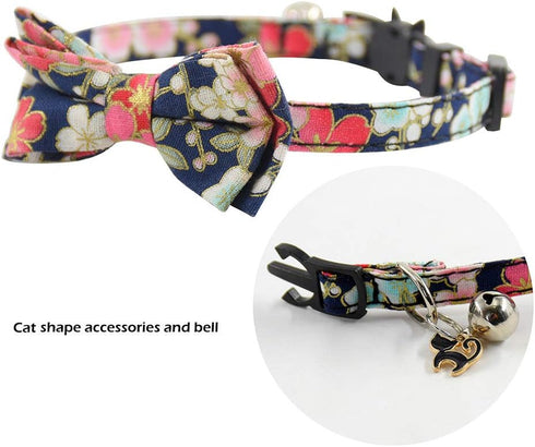 Bowtie Cat Collars Breakaway with Bell - Adjustable Cute Kitty Collars for Cats and Puppies 7.5-11in