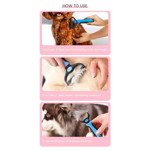 Pet Grooming Brush, Deshedding Tool for Dogs, Cats, Long Haired Pets, Undercoat Rake, Dematting Blue Brush (Small)