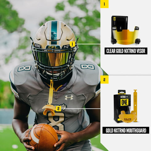 Nxtrnd One Football Mouth Guard with Strap, Fits Adult & Youth (Gold)