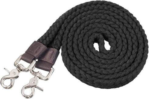 Tough 1 Flat Cotton Roping Reins, 7ft, Black