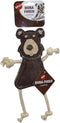 SPOT Dura-Fused Leather Forest Animals Dog Toy with Squeaker and Rope Limbs, 14in, Assorted Styles
