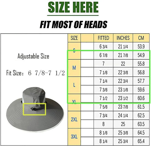 Leotruny Men Wide Brim Sun Hats, UPF50+ Waterproof Breathable Bucket Hat for Fishing, Hiking