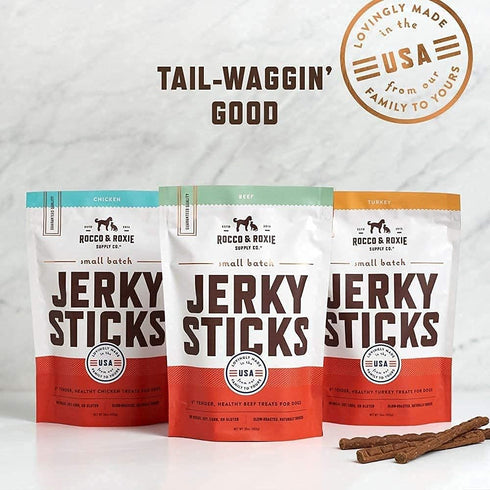 1 lb Rocco & Roxie Beef Jerky Dog Treats | Soft Training Snacks Made in USA | High Value Beef Jerky for Dogs, Small