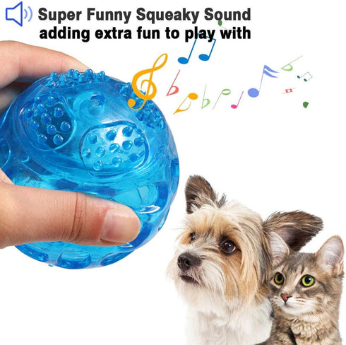 ACEONE Dog Squeaky Ball, Indestructible Bouncy Rubber Toy Balls for Small and Large Dogs, Exercise Training Playing