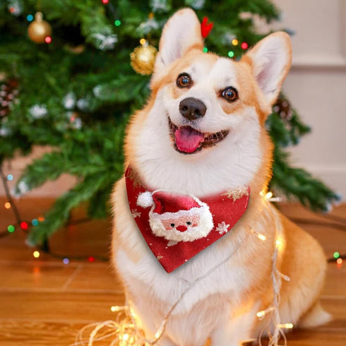 Christmas Dog Bandanas, Adjustable Pet Christmas Triangle Scarf Stylish Breathable Dog Bib with Buckle Design for Fall