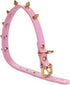 LOVPE One Row Golden Spiked Studded Leather Dog Collar - Cat Collar with Golden Rhinestone Buckle for Small Pets (Pink,