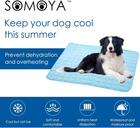 SOMOYA Dog Self Cooling Mat - Washable Cooling Pads Blanket for Large Dogs & Cats, Non-Toxic Ice Silk