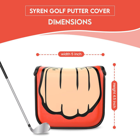 Orange Middle Finger Golf Putter Head Covers - Premium Club Protector with Magnetic Closure